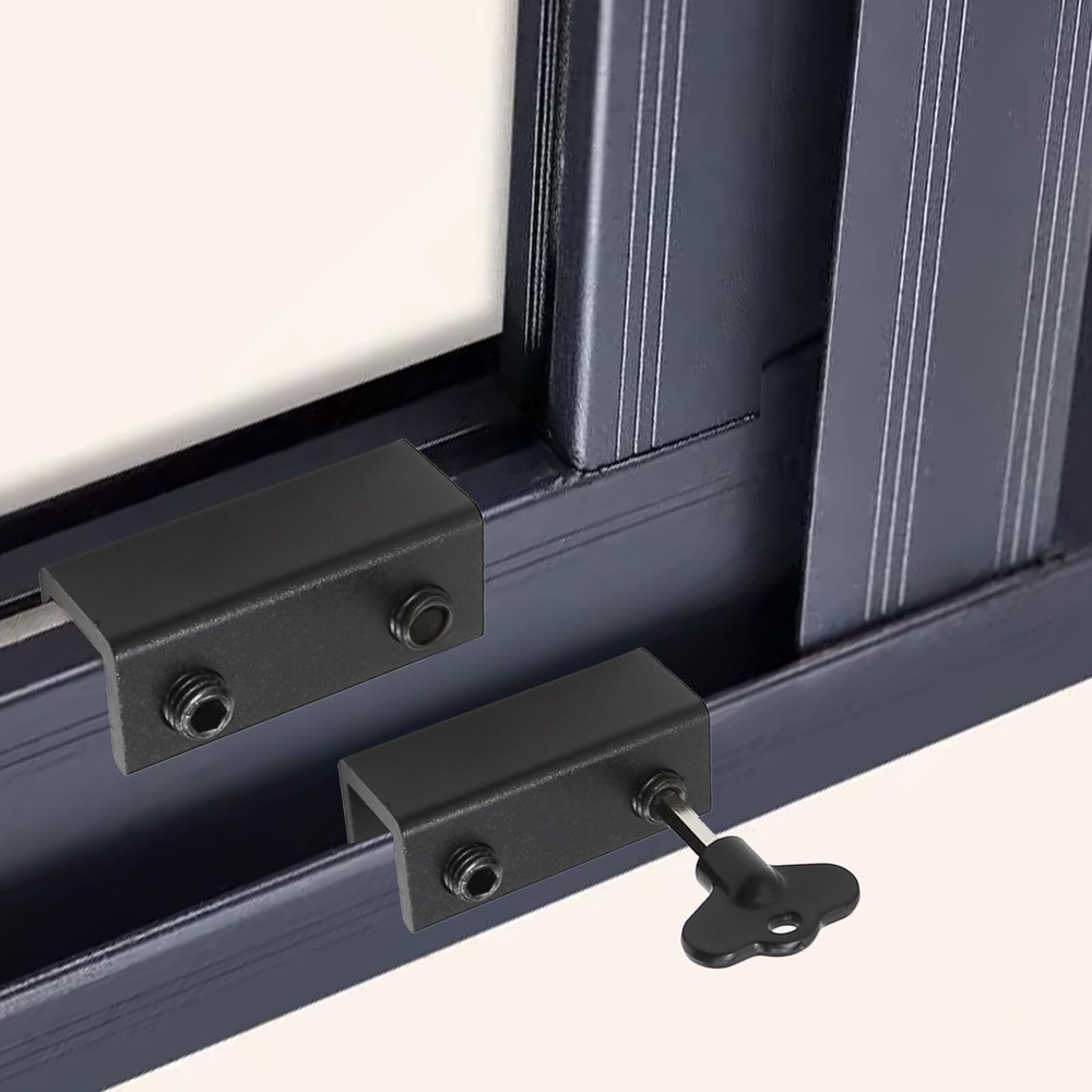 6 Pcs Window Locks Window Stoppers Sliding Window Locks with Key Vertical & H...