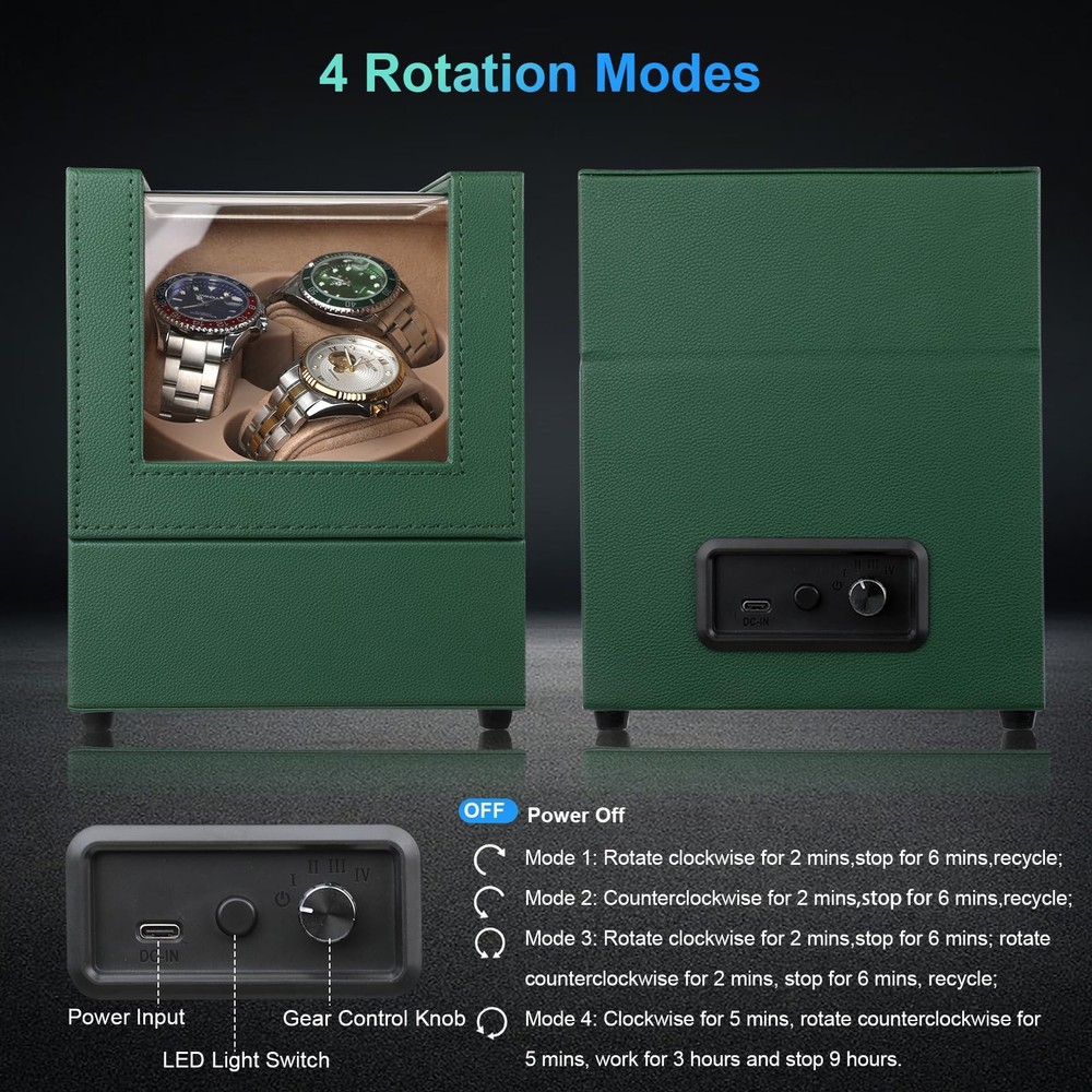 J&T Technology Watch Winder for Automatic Watches,Automatic Green