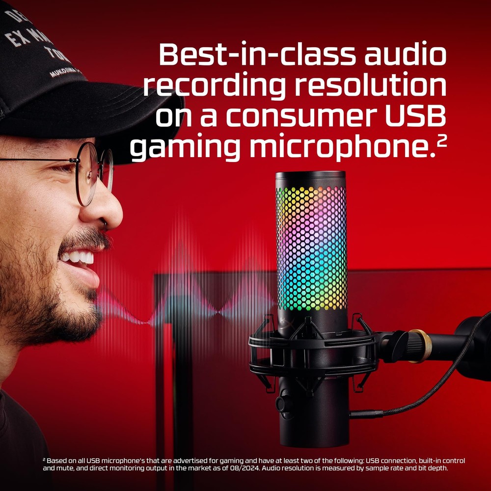 HyperX QuadCast 2 S – USB Microphone, with RGB Lighting, Streaming Podcasting,