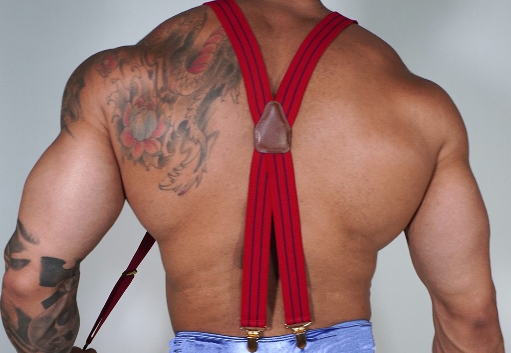 RED STRIPE SUSPENDERS