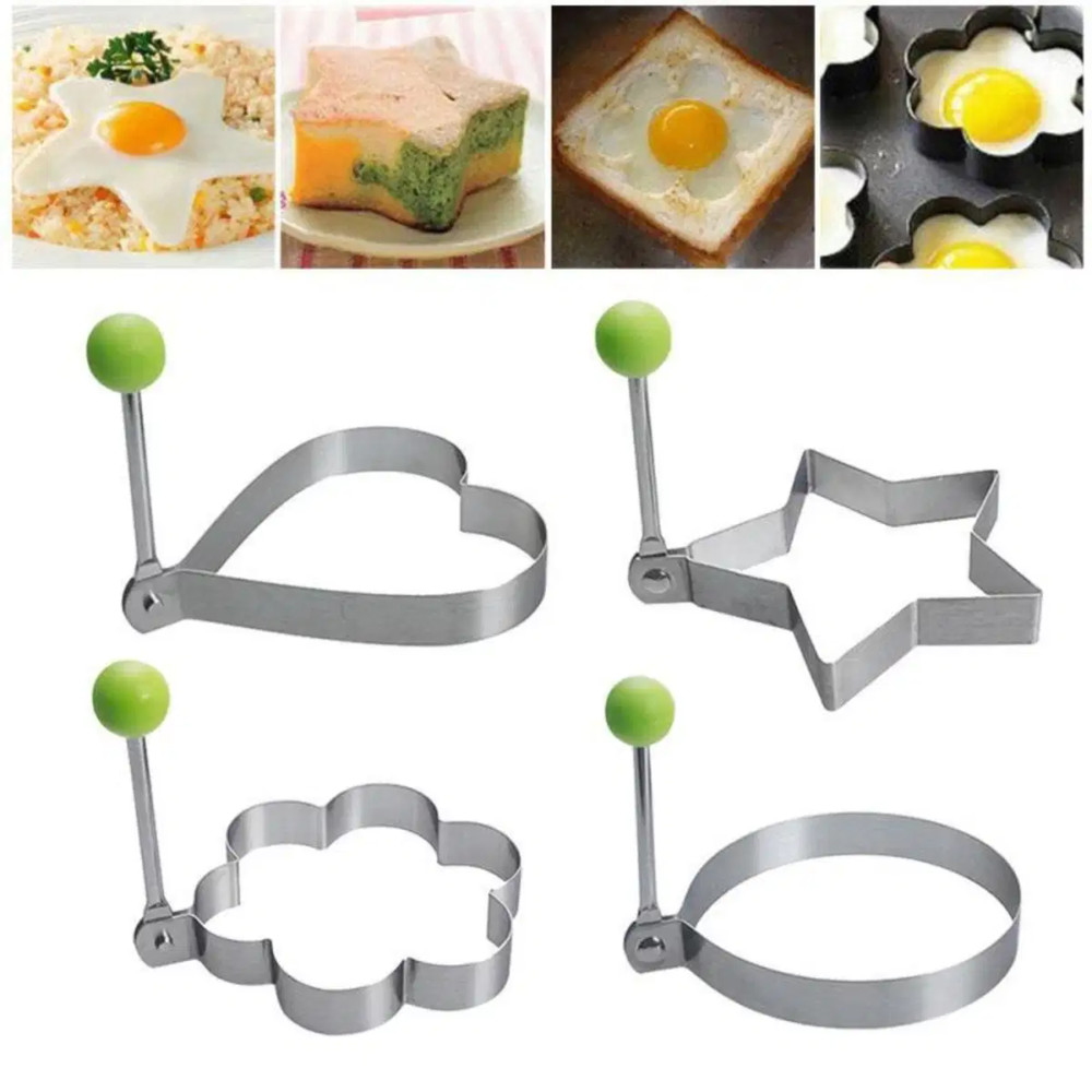 Stainless Steel 5 pc Egg and Pancake Mold Set, Fried Egg Pancake Maker, Egg Ring