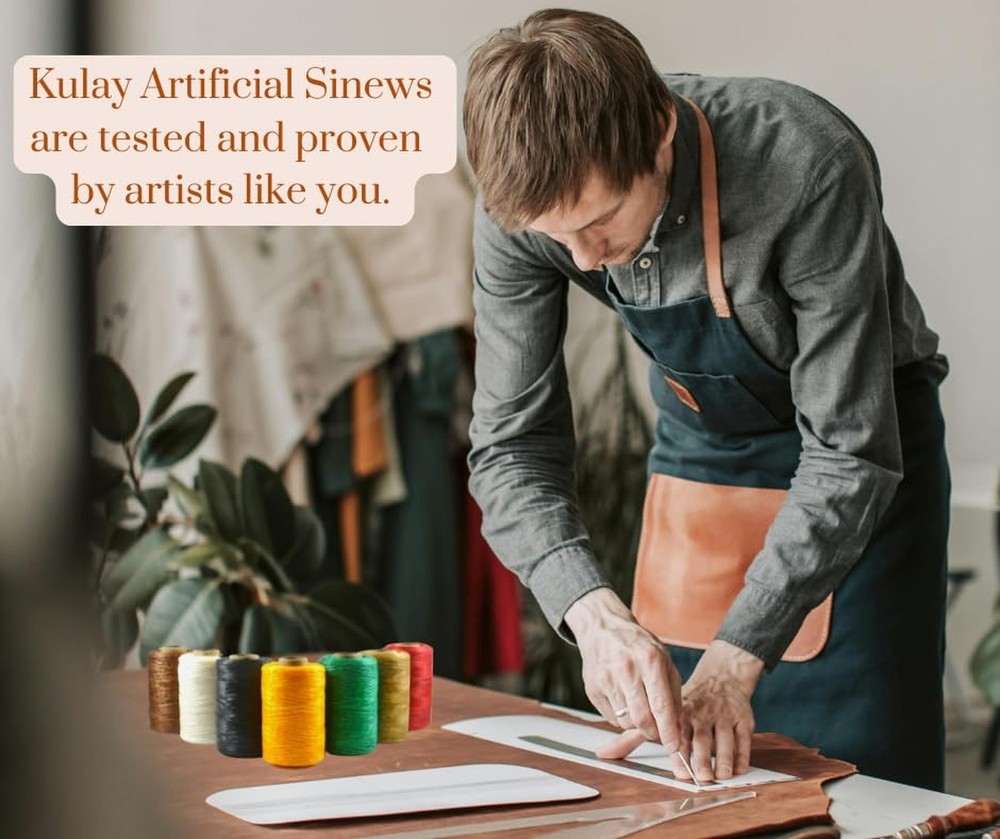 Kulay Artificial Deer Sinew Yellow Waxed Flat Polyester Thread for Beading, L...