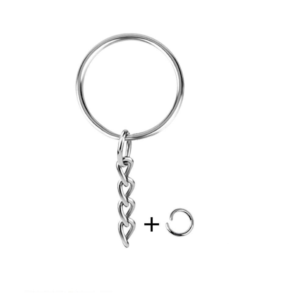KINGFOREST 100PCS Split Key Ring Kit with Chains & Jump Rings 100PCS, Silver