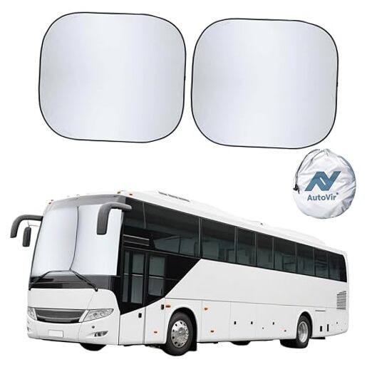 2-Piece RV Windshield Sunshade | Reflective 240T Polyester Front XX-Large