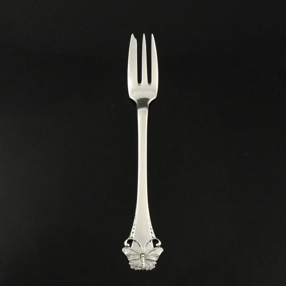 Danish Art Nouveau Silver Pastry Fork - Butterfly / Sommerfugl