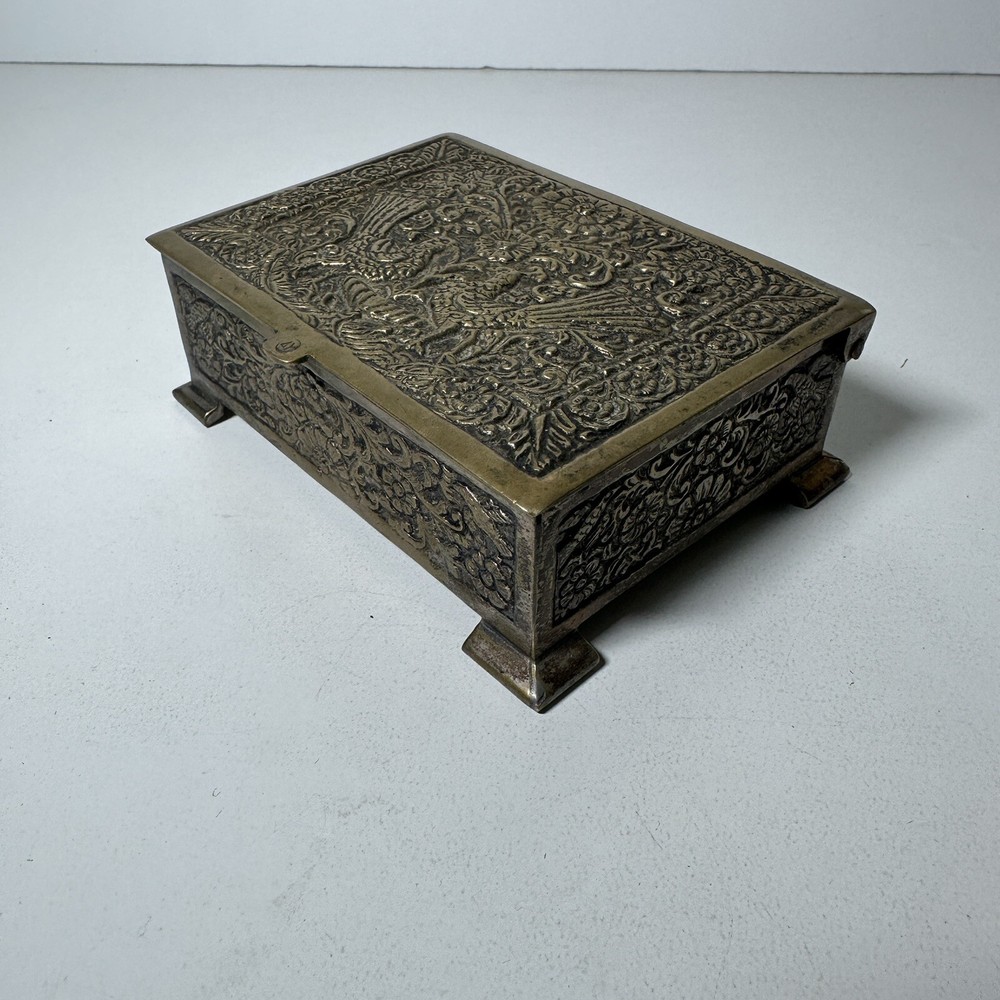 Vintage Brass Engraved Cigarette Box Case
