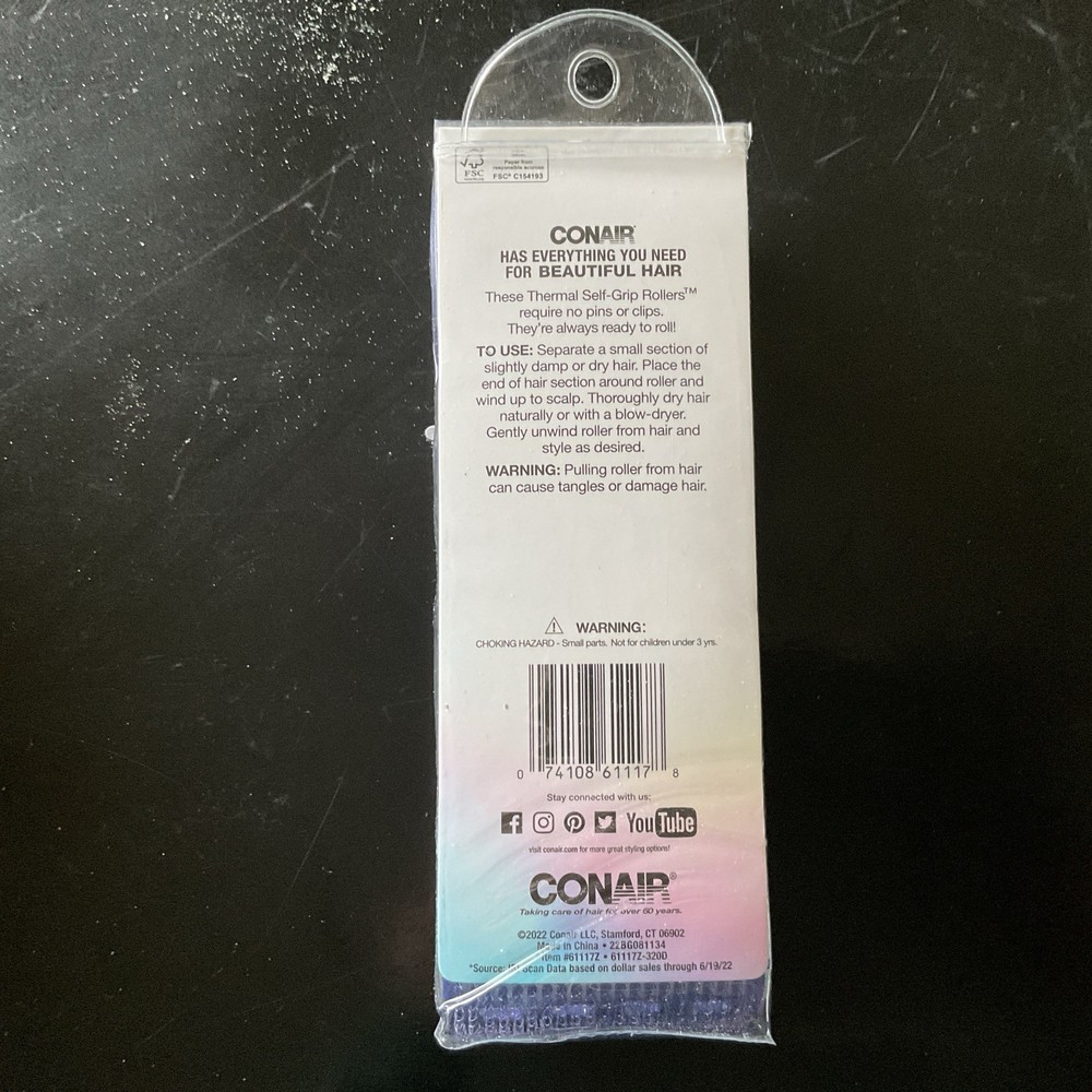Conair Smooth Voluminous Curls Self-Grip Hair Rollers, Multicolor 4 Pack