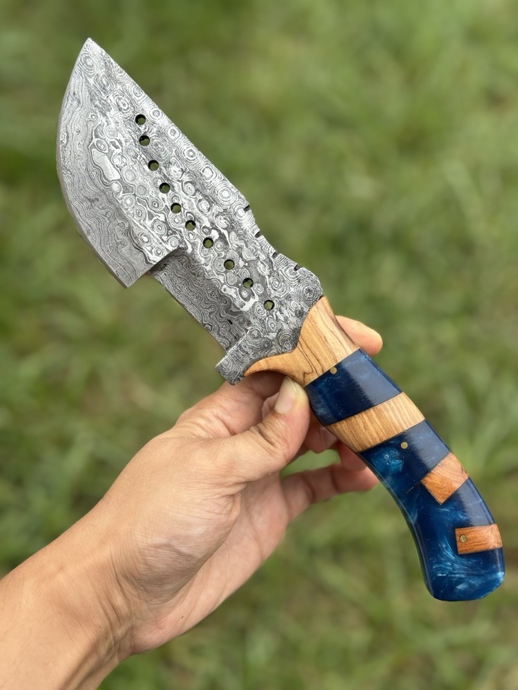 10”Custom Handmade Hand Forged Damascus Steel Tracker Hunting Fix Blade Knife