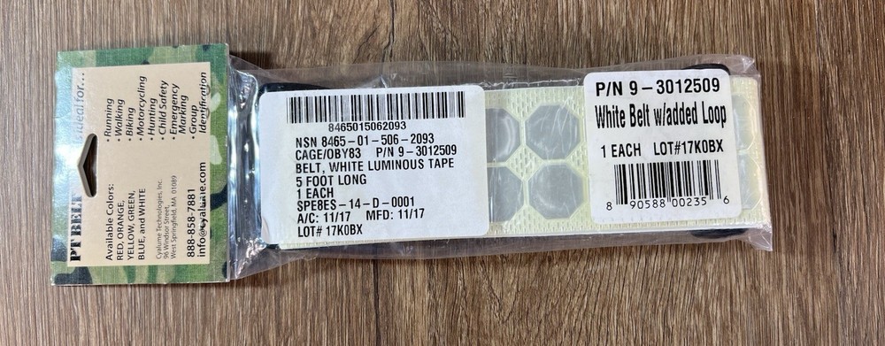 PT BELT CYALUME TECHNOLOGIES Reflective Belt White Polymer 9-3012509 5'