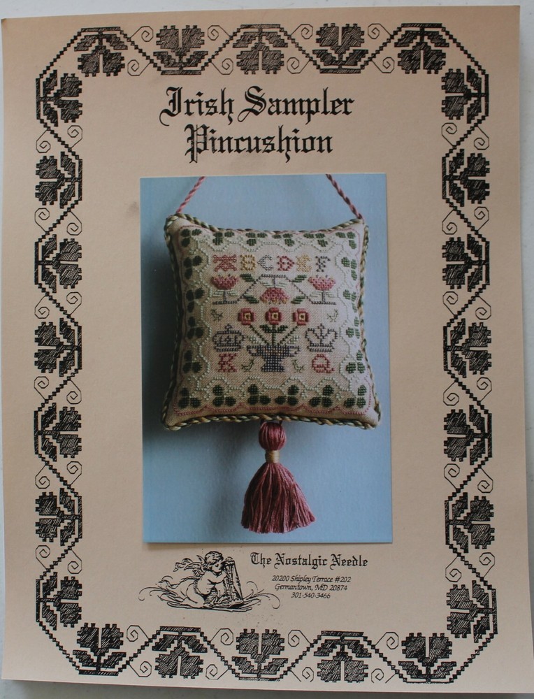 Irish Sampler Pincushion #1 - by Nostalgic Needle