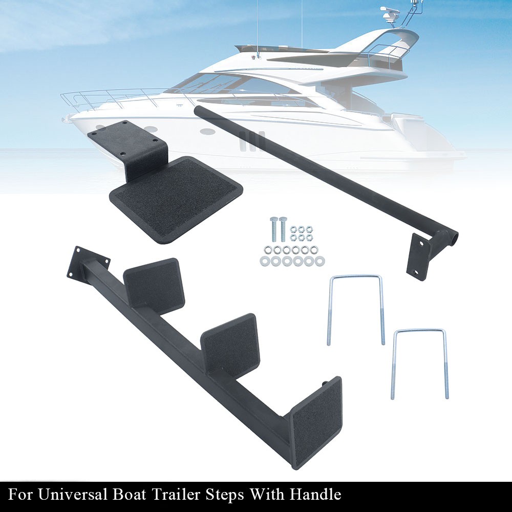 Universal For Boat Trailers Heavy-Duty Deep "V" Boat Trailer Steps w/Handle