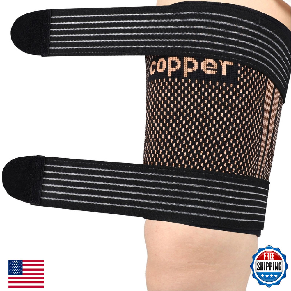 Kyopyno Hamstring Compression Sleeves with Adjustable Straps Copper Infused Thig