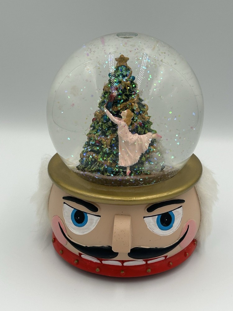 Musical Nutcracker Head Snow Globe Glitterdome - The Nutcracker Suite Working
