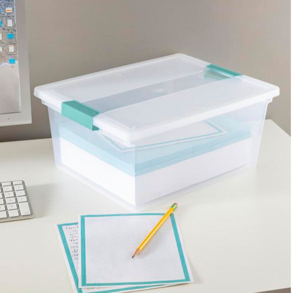 Sterilite Deep Plastic Stackable Storage Bin w/ Clear Latch Lid, Clear (4 Pack)