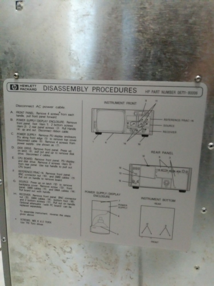 VNA HP AGILENT 8711A RF VECTOR NETWORK ANALYZER