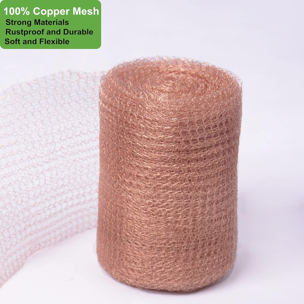 Copper Mesh Rodent Control, 5 in X 32 Ft Pure Copper Wire Mesh, Rustproof Copper