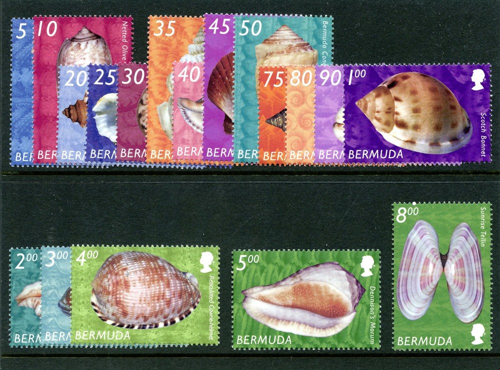 Bermuda 2002 QEII Shells set complete superb MNH. SG 892A-909A. Sc 837-854.