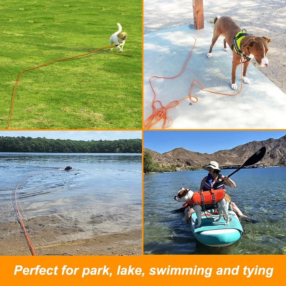 Floating Long Dog Leash, 32FT Long Leash for Dog Training, Lightweight Check ...