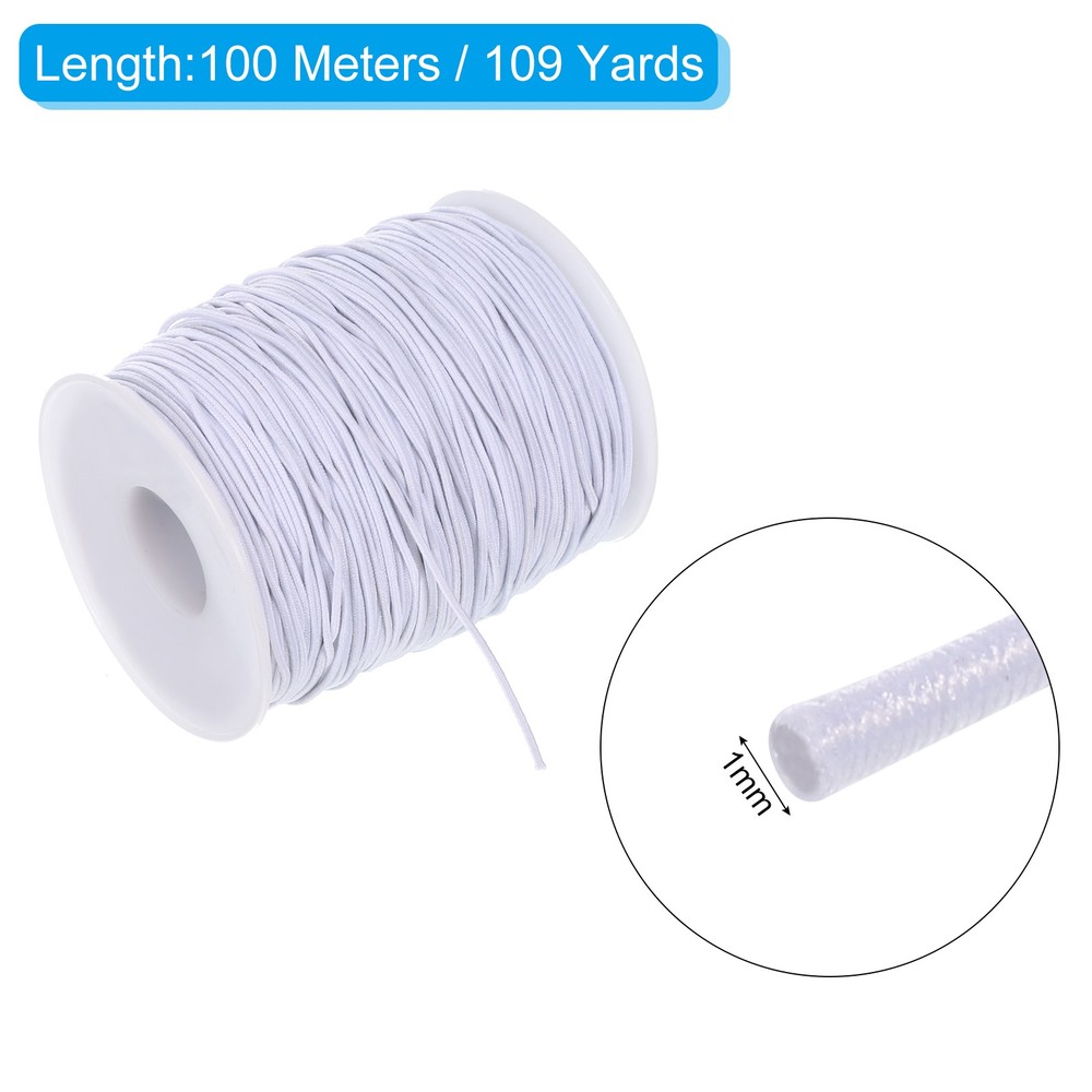 1mm 109 Yards Elastic String Cord Elastic Thread Beading String Cord, White
