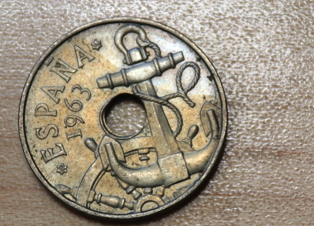 1963 64 Spain 50 Centimos Anchor