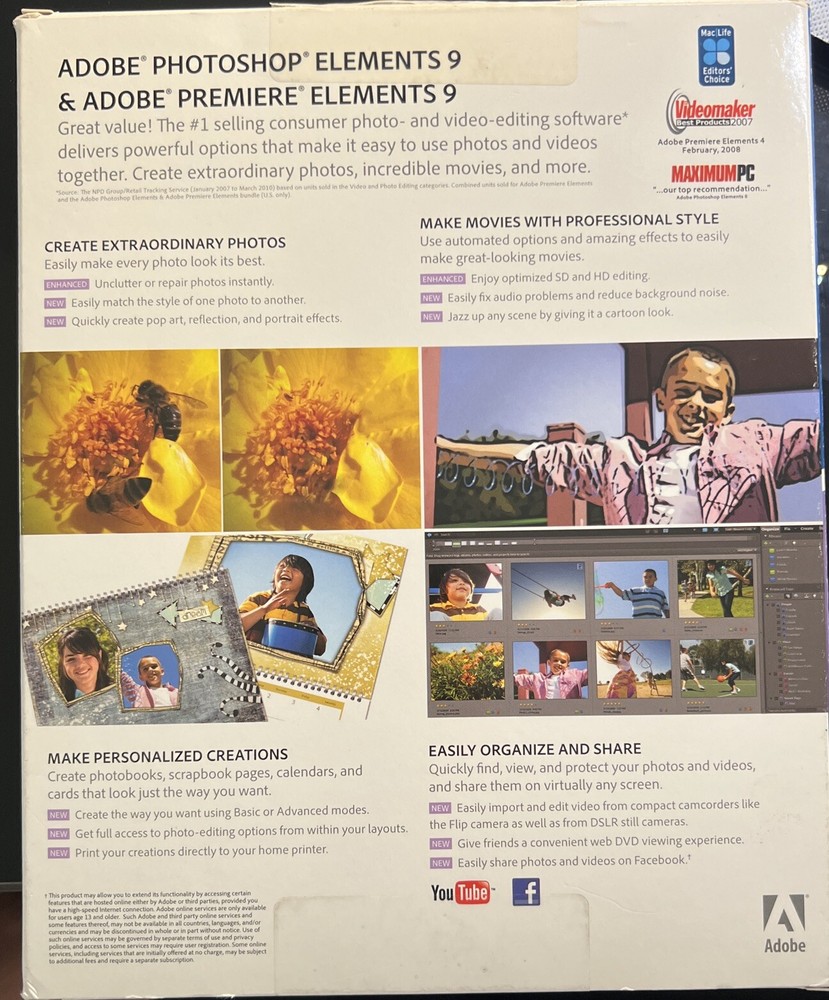 Adobe Photoshop Elements 9 & Adobe Premiere Elements 9 - Upgrade for PC, Mac