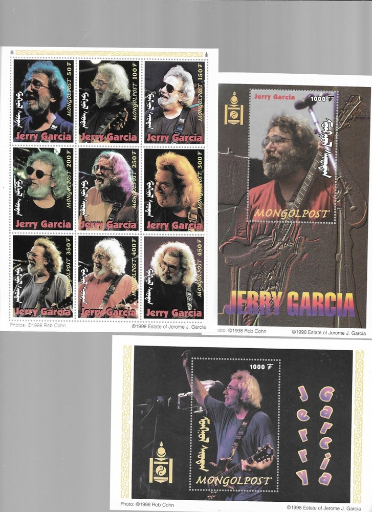 THE GRATEFUL DEAD GROUP OF 6 MONGOLPOST STAMP SHEETS