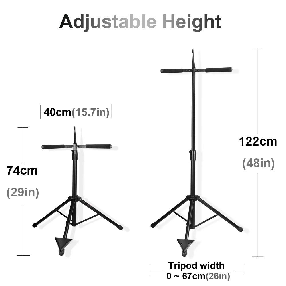 Adjustable Cello Stand with Bow Hook , Foldable Tripod Support for 1/2, 1/4, ...