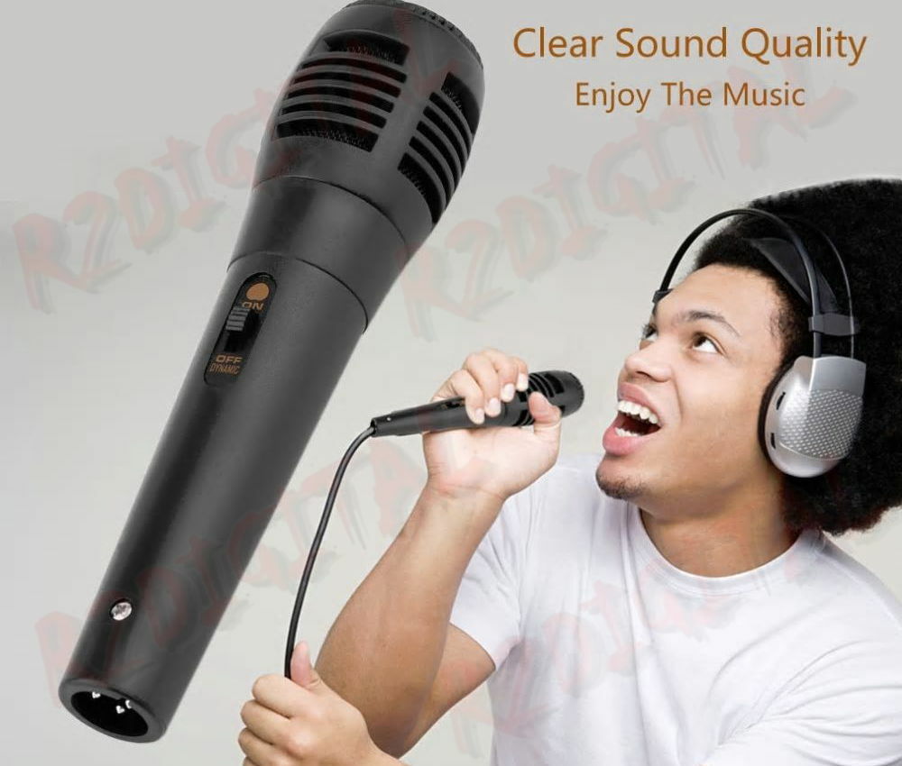 2x DYNAMIC HANDHELD WIRE KARAOKE MICROPHONE WITH VOICE SOUND SWITCH