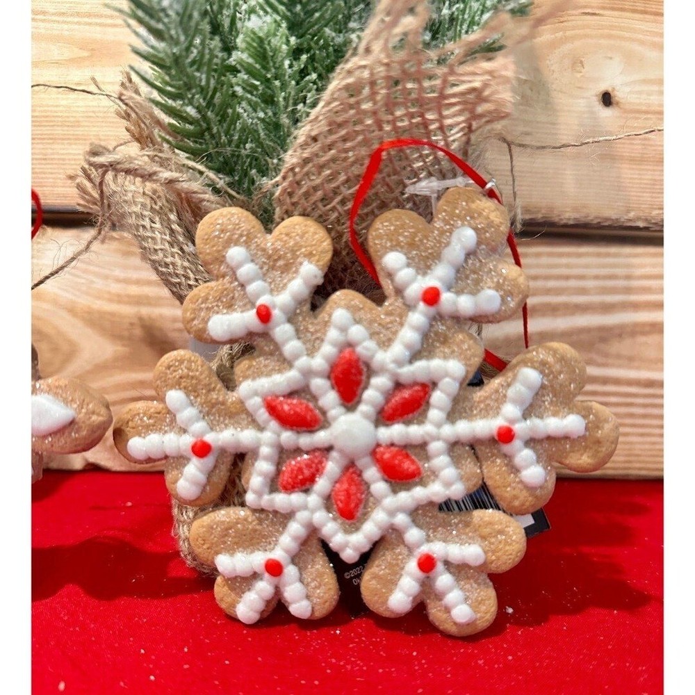 NEW 3 Gingerbread Ornaments Snowflake Christmas Holiday Bundle Set