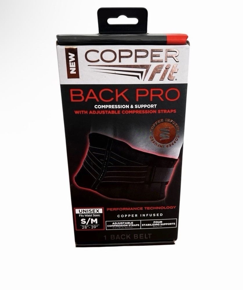 Copper Fit Back Pro Compression & Support With Adjustable Straps ~ Black ~ L/XL