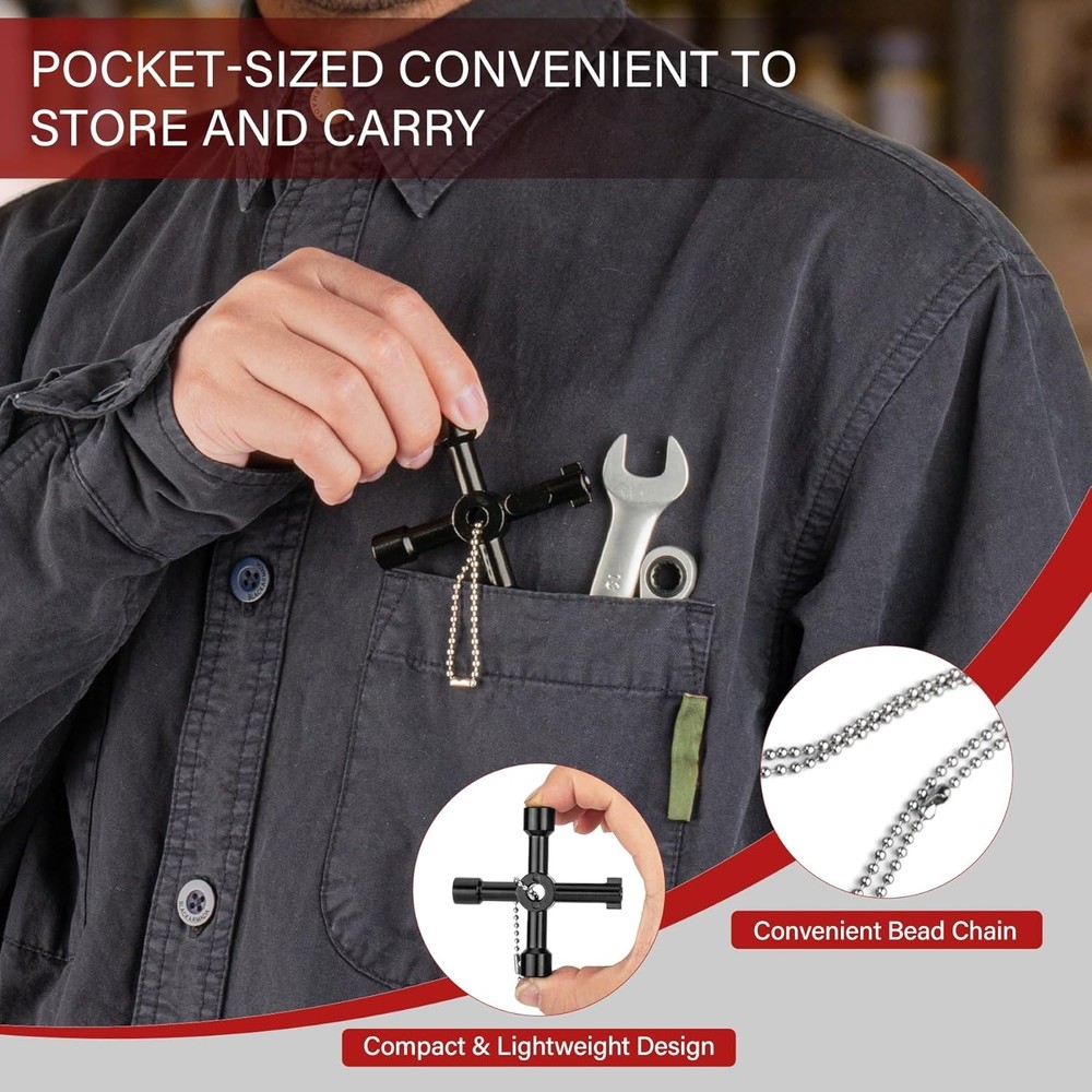 Universal 4 Way Water Key – Zinc Alloy Tool for Efficient Control Systems