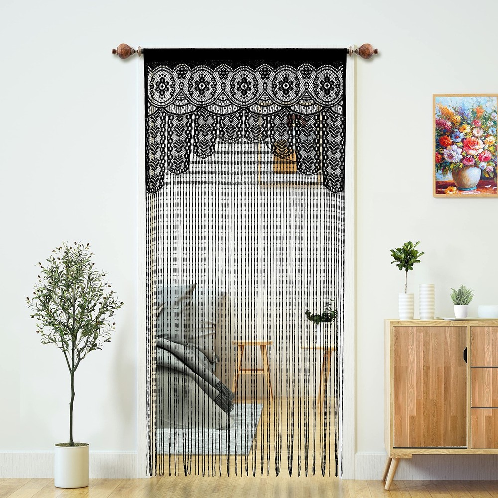 Macrame Lace Door String Curtain for Doorways,Boho Curtains Backdrop Panel Hi...