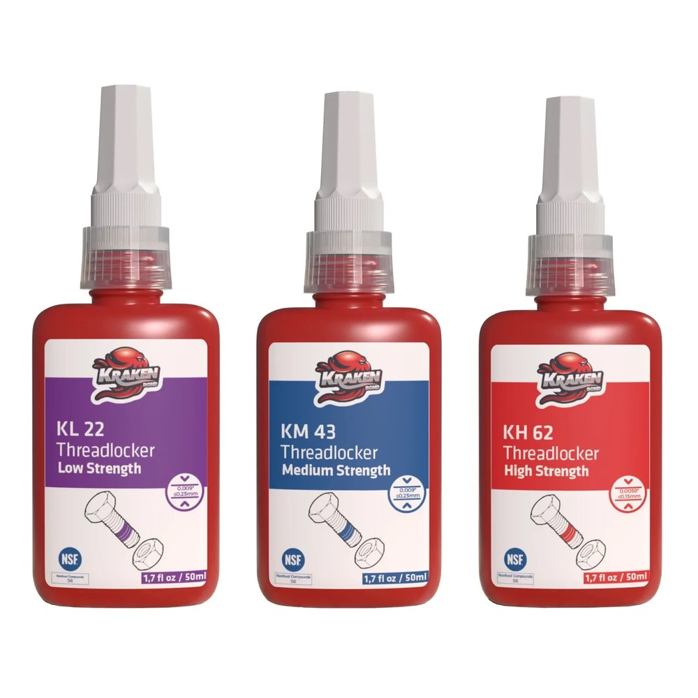 Kraken Bond High Strength Red Threadlocker KH 62 (1.7 oz) - Bundle Pack