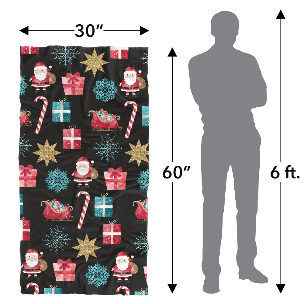 Santa Pattern Beach Towel, 30"x60" Beach Towel