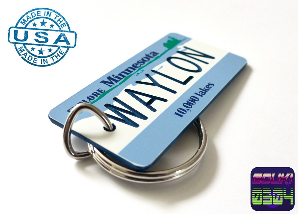 Personalized Minnesota Keychain - License Plate Tag - Custom Engraved - Vintage