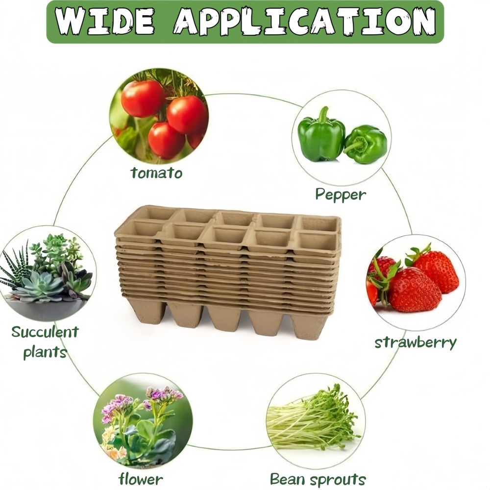 240 Cells Peat Pots Seed Starter Tray, Biodegradable Seedling Pots , 24 Packs