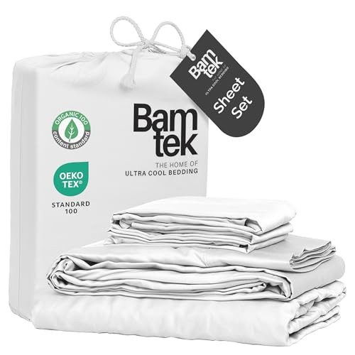 100% Viscose from Bamboo Sheets Size, Super Soft Bedding Set, 4PC Full White