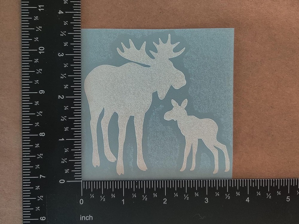 Decal 4 Pack: Mountain Silhouette, with Calf, Walking, (White, Small ~3.5"