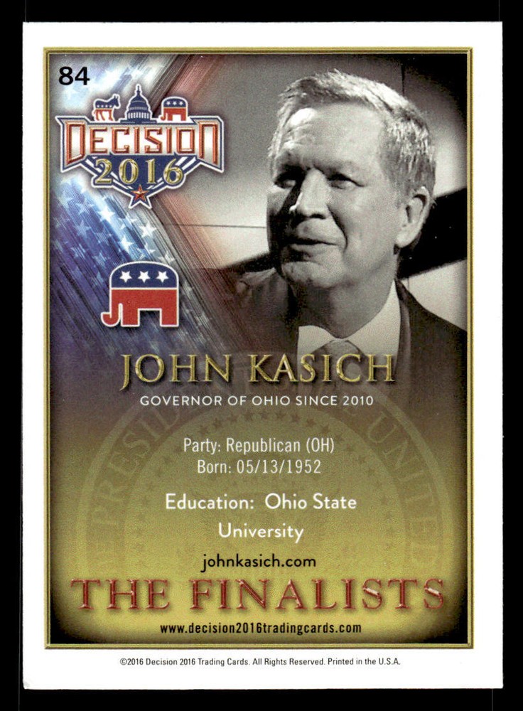 2016 Decision 2016 #84 John Kasich Card