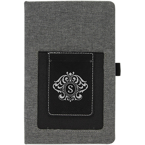 Personalized Engraved Journal with Leatherette Cell/Card Slot