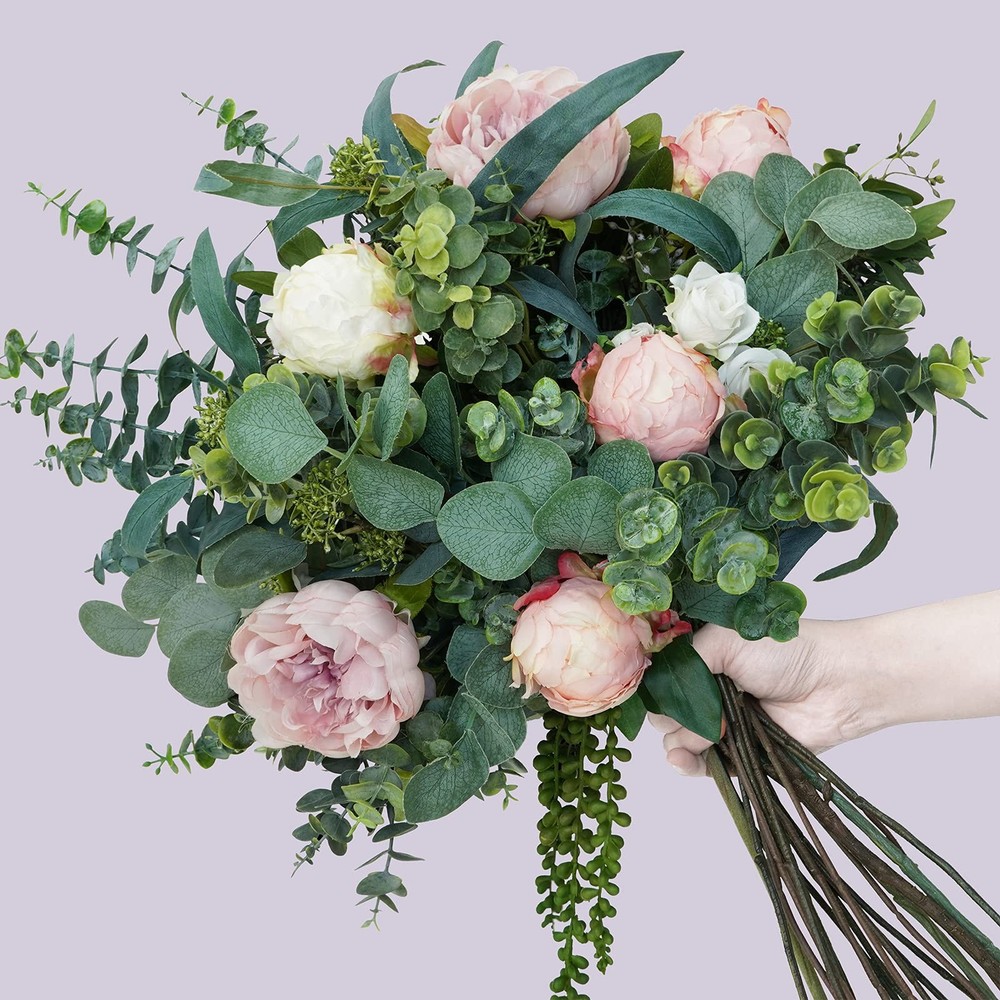 Mixed Eucalyptus Leaves Stems Bulk Artificial Sprays White