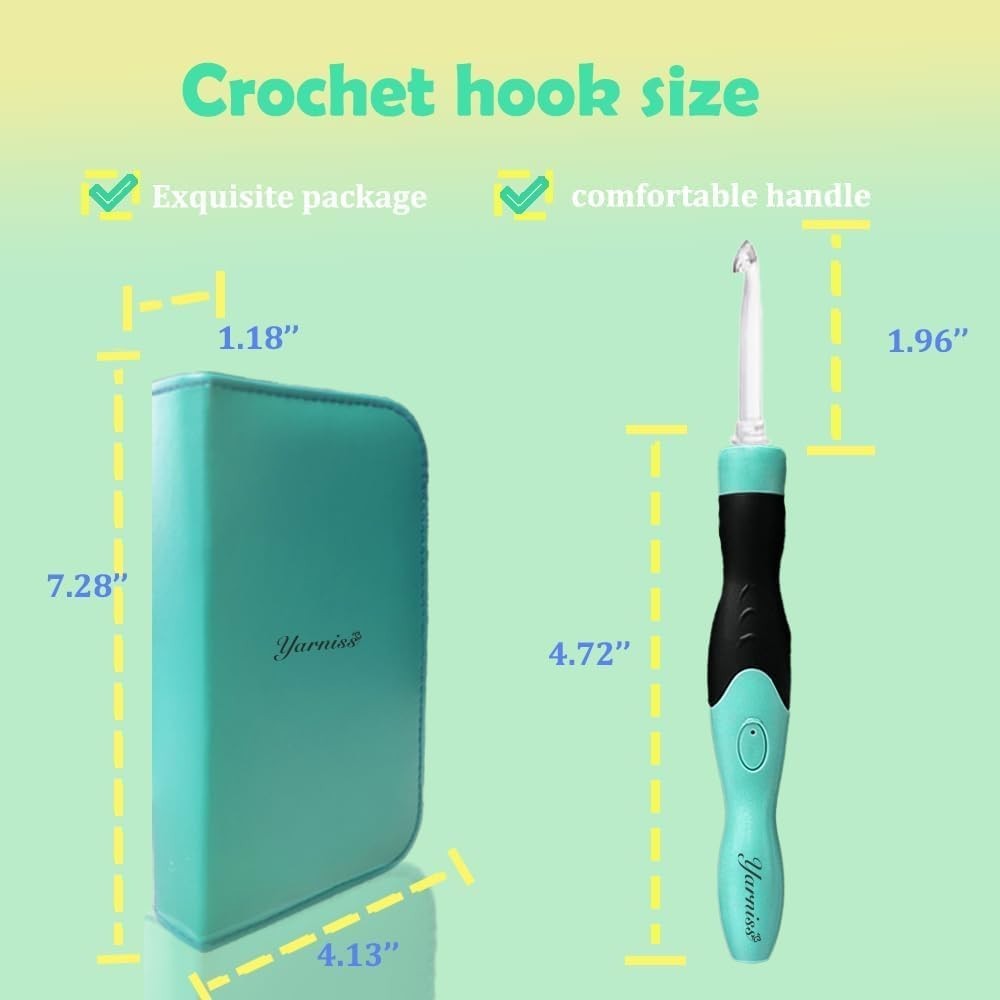 17 Sizes Light Crochet Hooks - USB Rechargeable with Adjustable Brightness