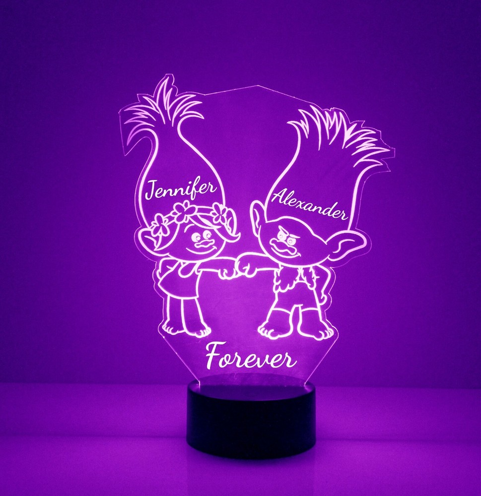 Trolls, Personalized FREE, LED Night Light Lamp + Remote