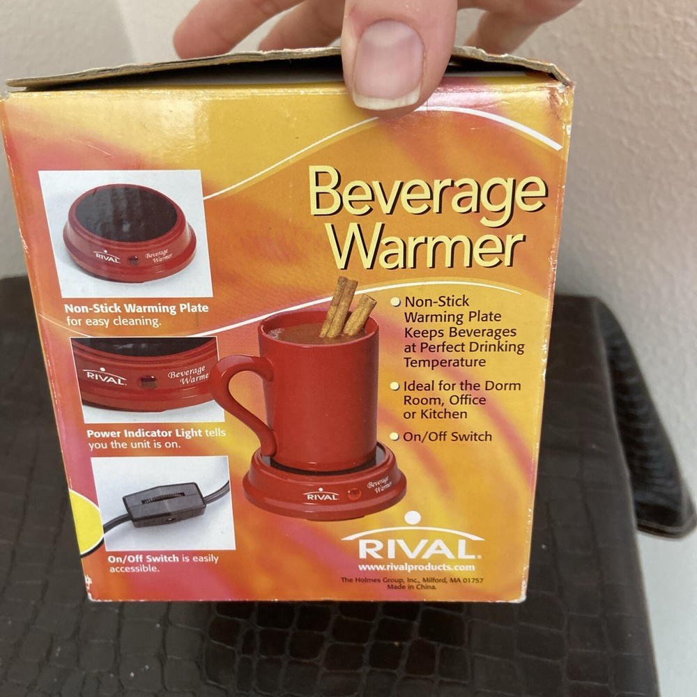 Rival Beverage Warmer Coffee Tea Warming Plate Ceramic Mug Red Open Box
