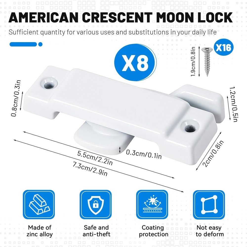 8PCS Windows Lock, Window sash Locks,Window Latch,Window Locks for up and Dow...