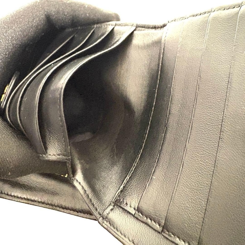 CHANEL Bi-fold Wallet Bicolore Coco Mark Double Snap Closure Black, Authentic