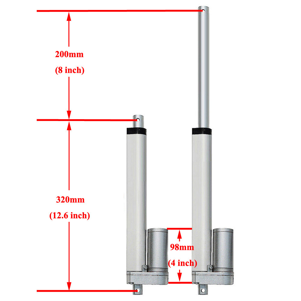 2PCS 8" Linear Actuator W/ Remote Controller Kit 1500N/330lbs Electric DC Motor