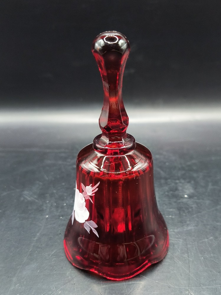 Vintage Hand Painted Ruby Red Fenton Bell Artist Signed