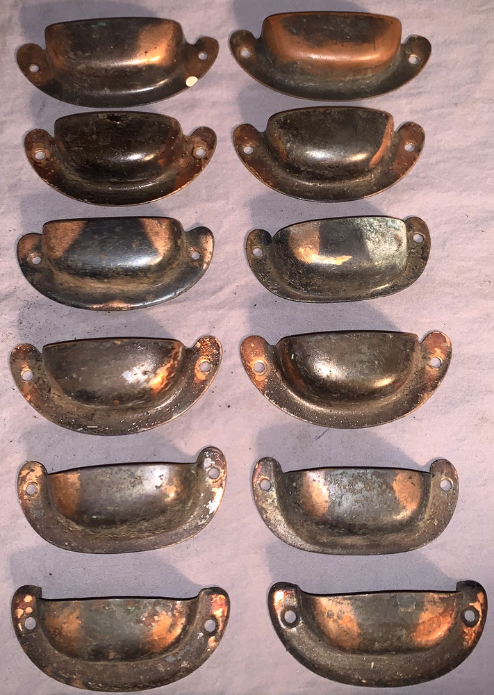 Great Lot  12   Antique  Copperish Finish  Bin Cabinet  Pulls