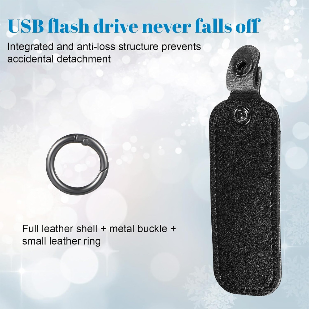 Leather USB Flash Drive Case - Thumb Flash Drive Holder USB Storage, Secure Trav